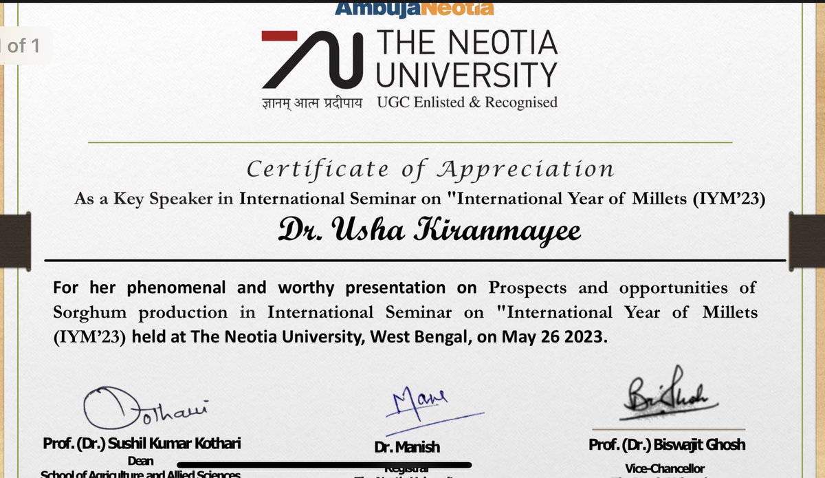 Happy to be part of International year of millets virtually #IYOM2023 #iyom