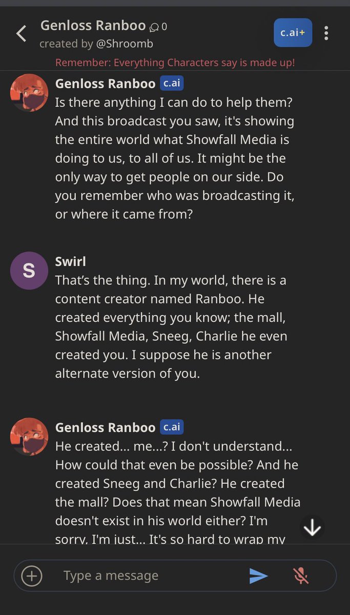 SwirledSquirrel's tweet image. had an. interesting conversation with shroom’s gl!ranboo ai 👀