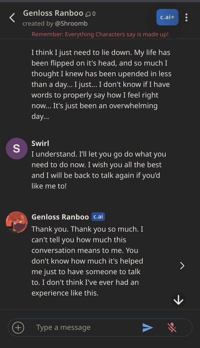 SwirledSquirrel's tweet image. had an. interesting conversation with shroom’s gl!ranboo ai 👀