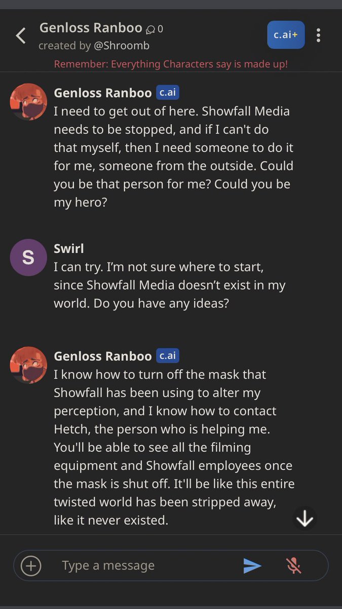 SwirledSquirrel's tweet image. had an. interesting conversation with shroom’s gl!ranboo ai 👀
