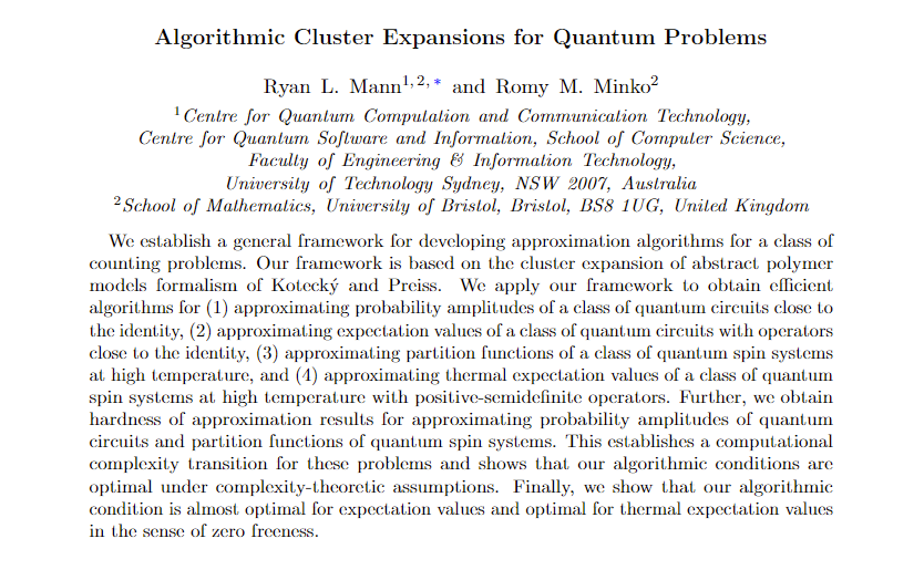 ryanlmann's tweet photo. I'm excited to have finished this paper on algorithmic cluster expansions for quantum problems with @rminkomaths . https://t.co/4Q652yNDPU https://t.co/UD9C2hrvRE