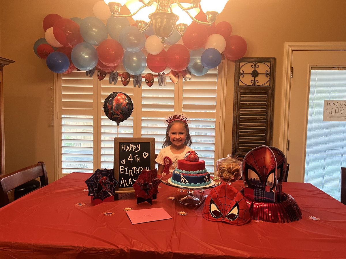 DelaineyMiranda's tweet photo. Happy 4th birthday to my Spider-Man girl ❤️ https://t.co/m53RJIvrdu