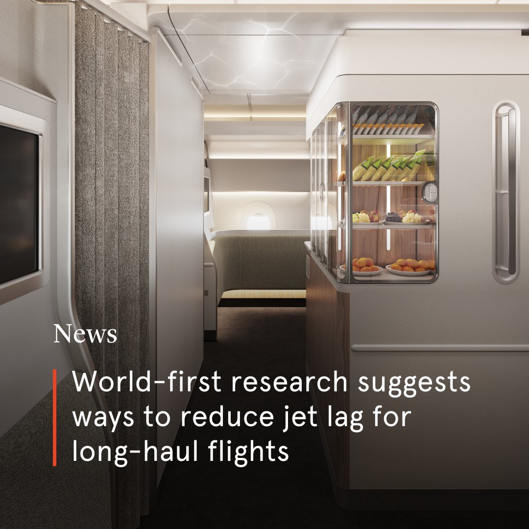 Preliminary findings from world-first research by @sydney_uni’s <a href="/CPC_usyd/">Charles Perkins Centre</a> and @qantas show it is possible to reduce the impacts of jet lag by reshaping the inflight travel experience ✈️

Read more: sydneyuni.co/3qLyA7b

#LeadershipForGood

Image courtesy of Qantas