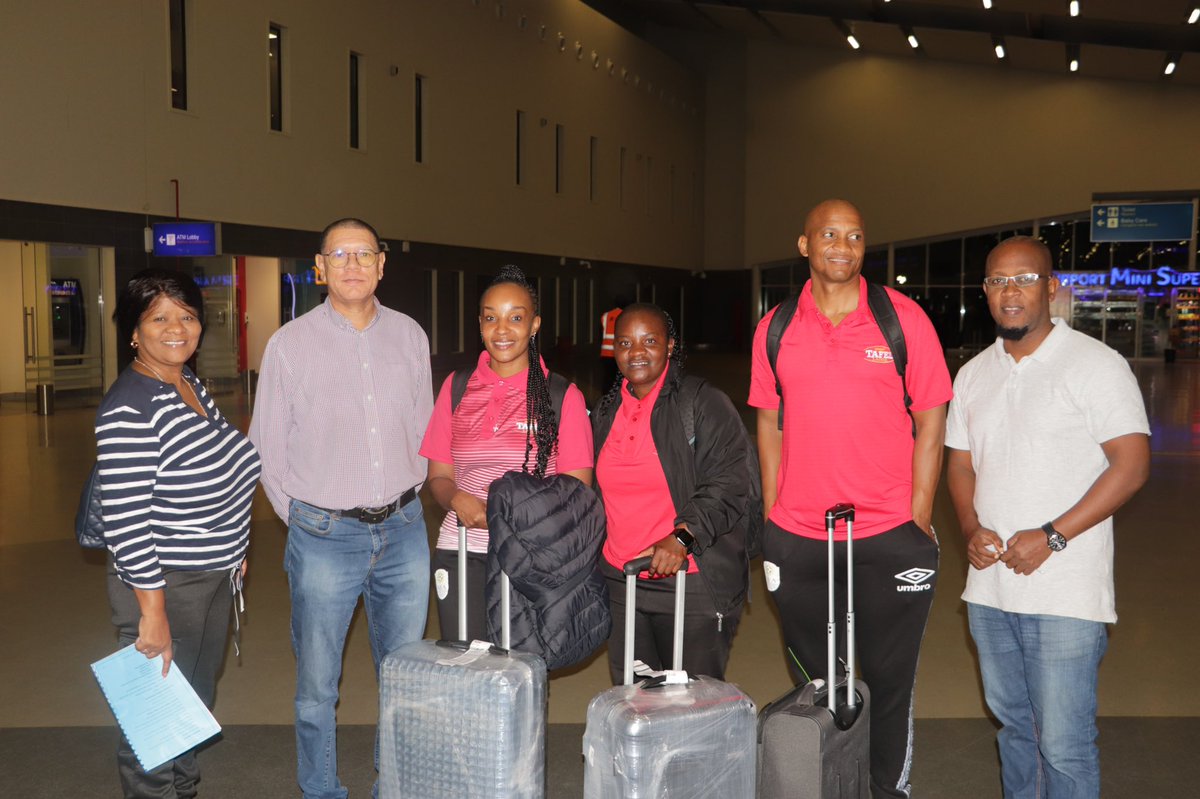 Official_NFA's tweet photo. 📍📍Update || ARRIVAL

The Tafel Lager Brave Warriors arrived safely in Tanzania for their second leg AFCON encounter against Burundi.Peter Van Rooi and Maria Ochs from the High Commission of Namibia to Tanzania welcomed the team at the Julius Nyerere International Airport. https://t.co/stNUvCL0ZG