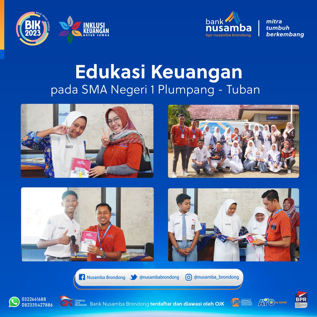 NusambaBrondong's tweet photo. Kami melakukan Edukasi Keuangan kepada Sekolah @smansap.tuban SMA Negeri 1 Plumpang - Tuban, dengan terus menekankan kepada para siswa dan siswi untuk menabung sejak dini, untuk masa depan yang lebih baik.
.
#nusamba #banknusamba #tabungansimpel #BIK2023 #inklusikeuangan https://t.co/UWIDlzFh64