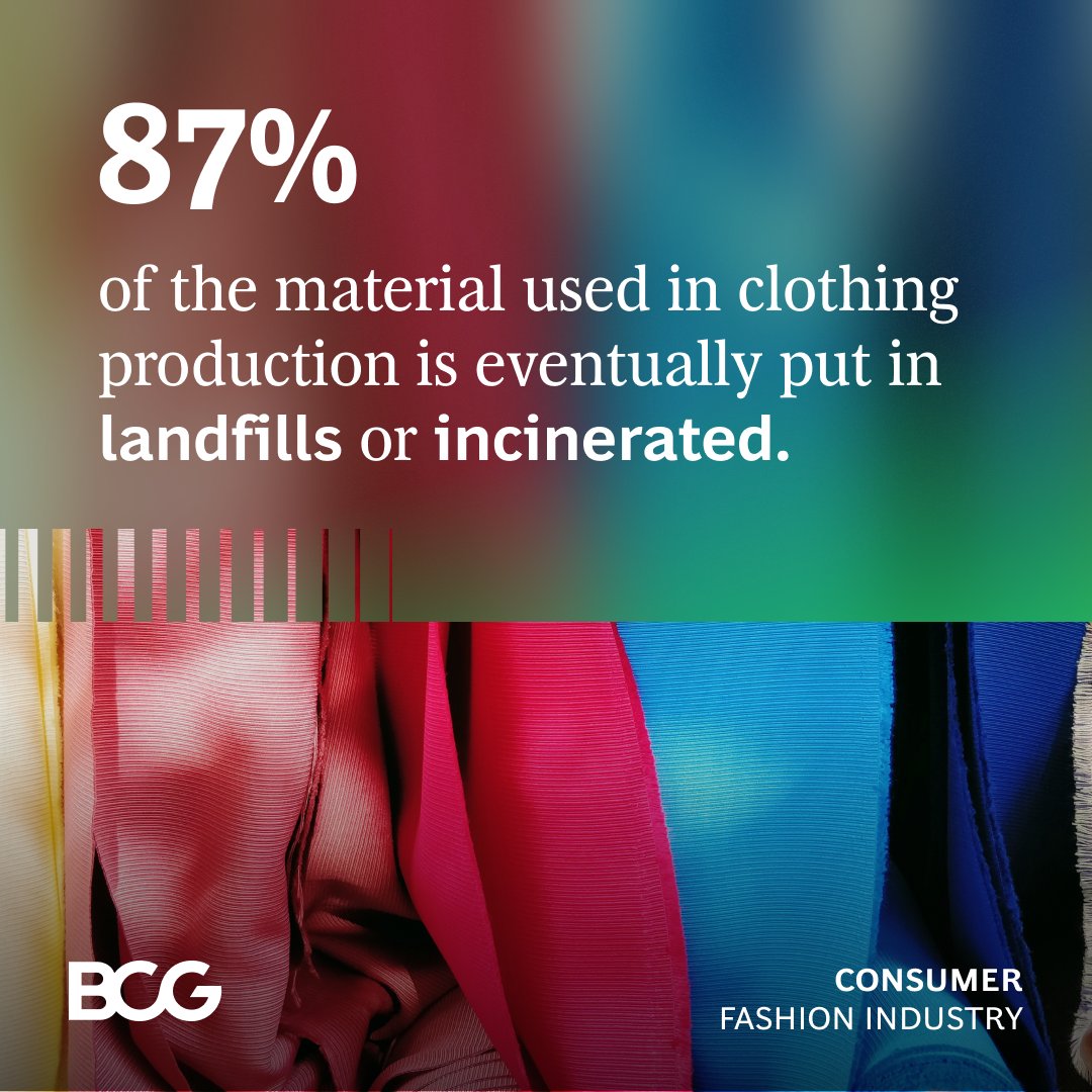 The fashion industry has an environmental problem: 87% of clothing material up in landfills or incinerated and  less than 1% of these clothes are recycled.

That has to change. Here's how textile waste can be recycled into new garments rather than garbage. on.bcg.com/3NwiCqx