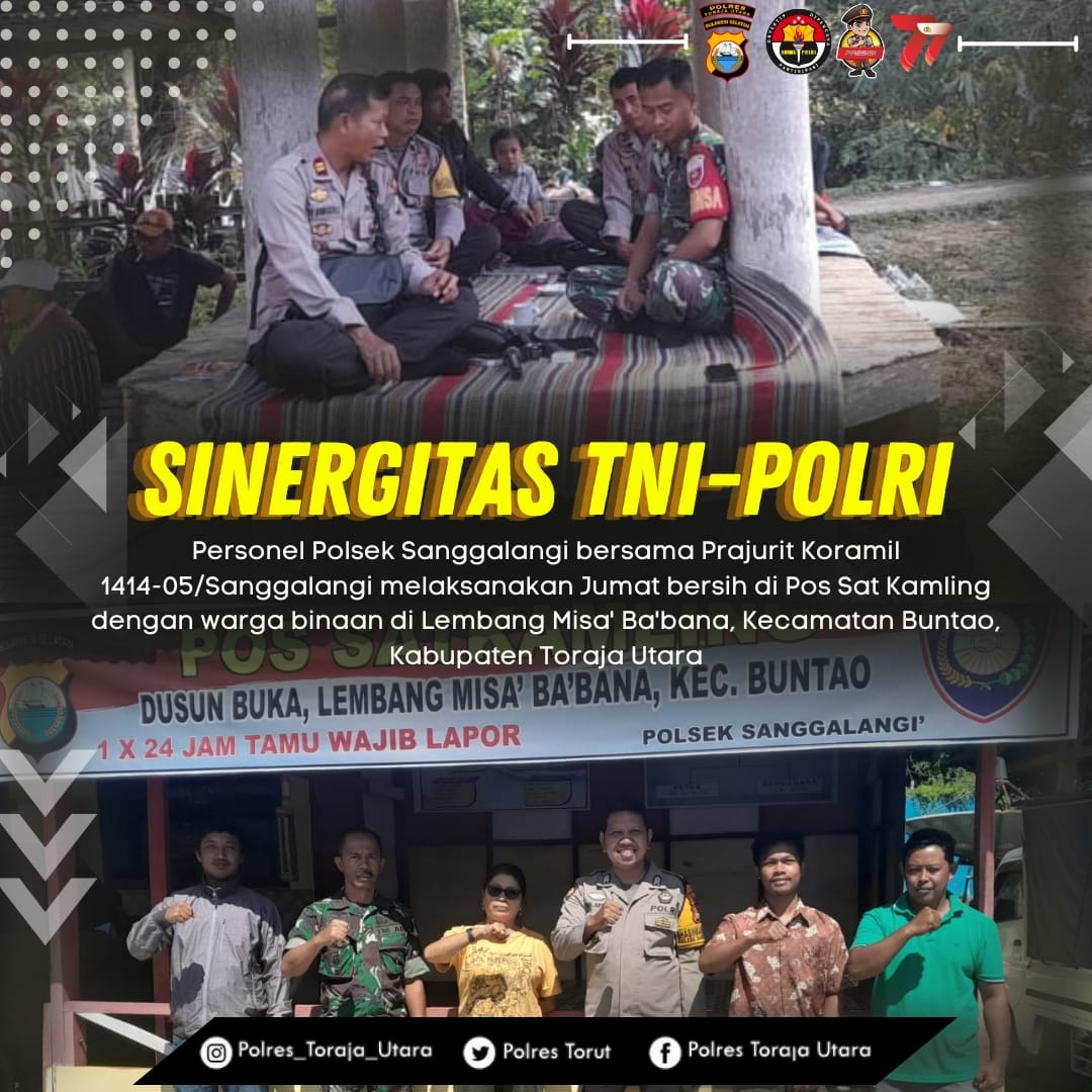 PolresToraja's tweet photo. Sinergitas TNI-Polri dalam wujud tetap terjaganya situasi Kamtibmas.
#PolisiBaik #SoliditasTNIPolri https://t.co/83ELbS09N8