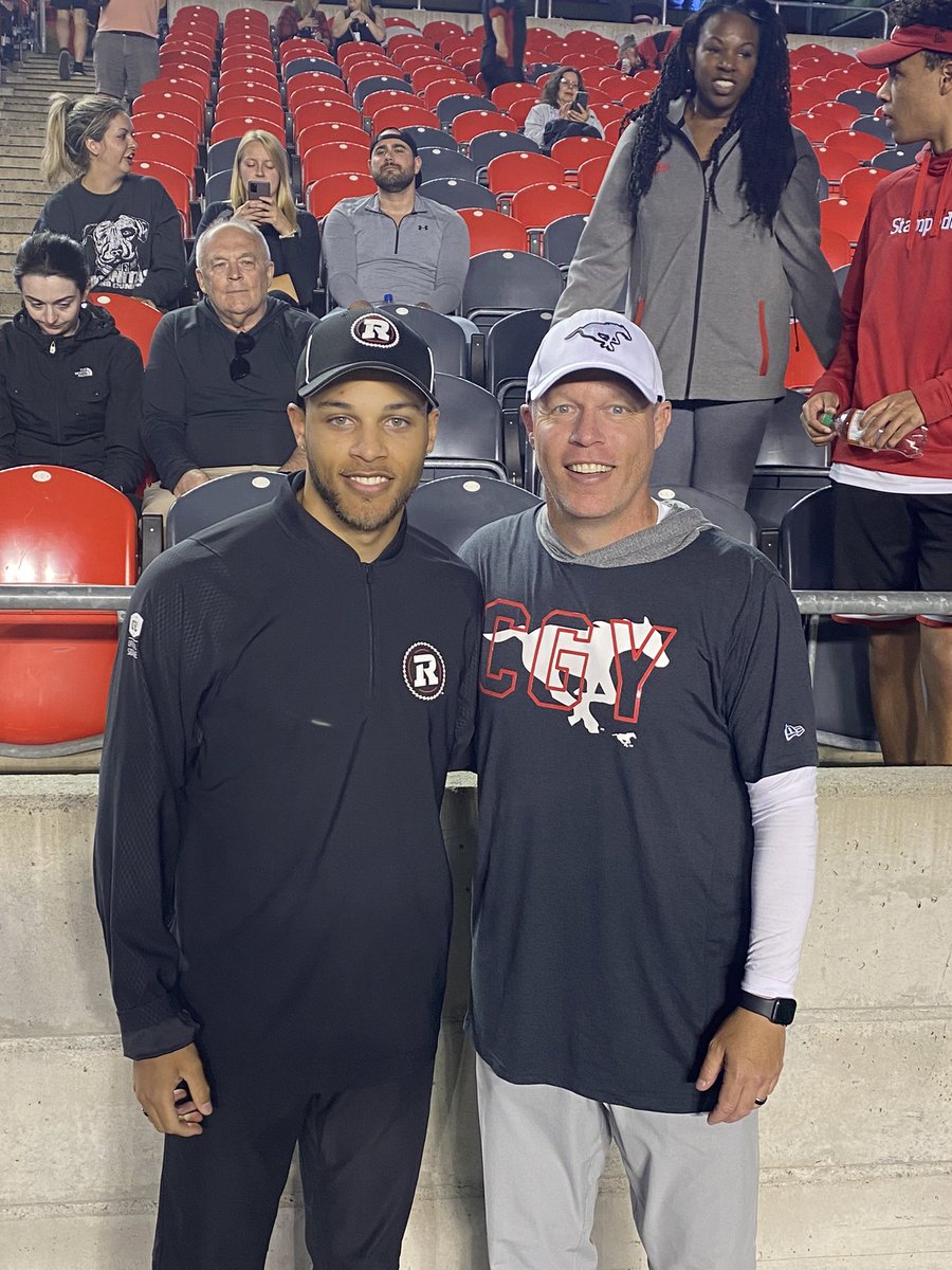 Amazing experience tonight for our family. @calstampeders & @REDBLACKS game in Ottawa, and a first, with Father & Son on opposing sidelines. @gregcoat