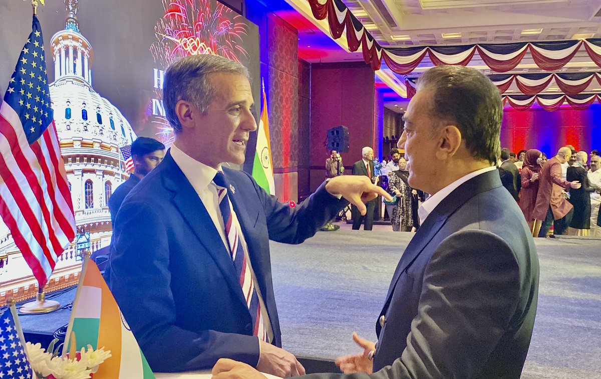 And we finally meet! What a fun chat with Dr. Kamal Haasan, an artist who has made every role possible through his exhilarating screen presence for several decades. So much to explore in the diverse film industry across south India. I am a huge fan!  
#AmbExploresIndia