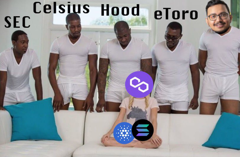 Celsius is knocking on the door to seek a green light to dump their Alts bag for some shinny #BTC  and #ETH.

Polygon $MATIC 
Cardano $ADA
Solana $SOL 

Are apparently the largest Alts holdings in Celsius💀

Let’s hope their digital reflexes are quick enough, hang in there folks!
