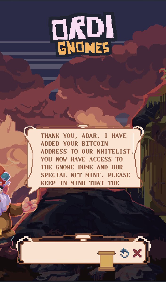 Adar_0x's tweet photo. 🍄Getting a WL for @OrdiGnomes is such fun! 

🧙‍♂️You have to convince Babbage ( AI Gnome ) that you are worth and will be helping fight the🚰pipeline 😁

🧌 Very creative ✨

#btc #Ordinal #StopThePipeline https://t.co/GpaCS7CY1K