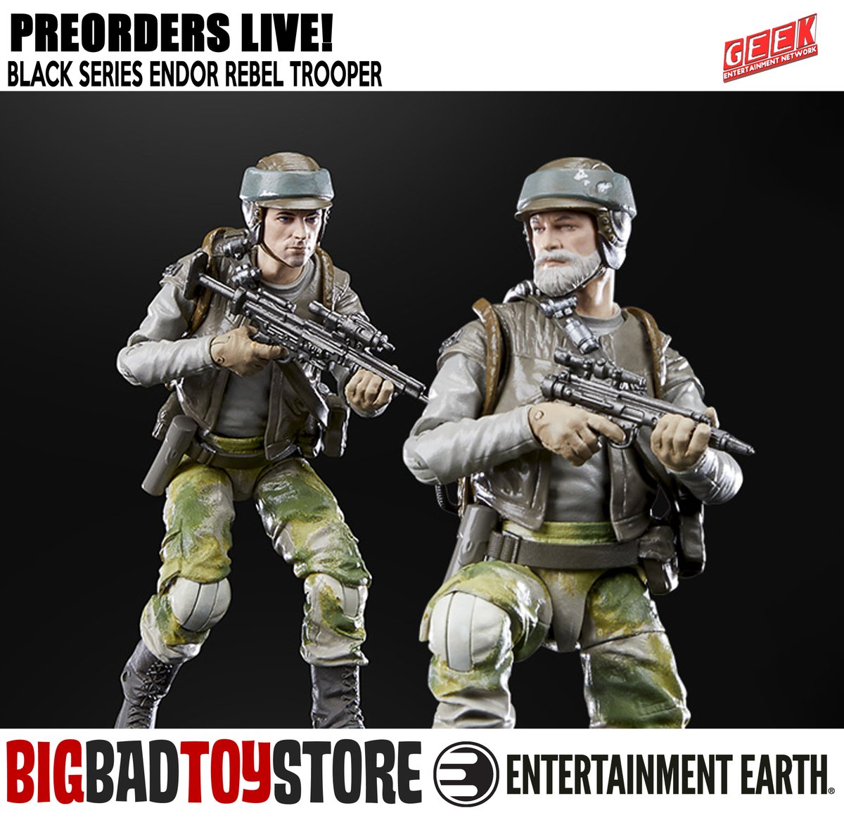 Preorders are open for the #StarWars #BlackSeries Endor Rebel Trooper. ETA: July 2023. Get him at:
BBTS: bit.ly/3qQtqXG
Ent Earth: ee.toys/ILKK39
 Full gallery at GEN: geekonlinemedia.com/2023/06/star-w… #returnofthejedi