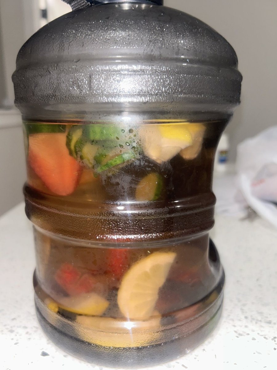 Trying something different #detoxwater  lemon, cumcumber, blueberries & strawberries + spring water #thanksboo