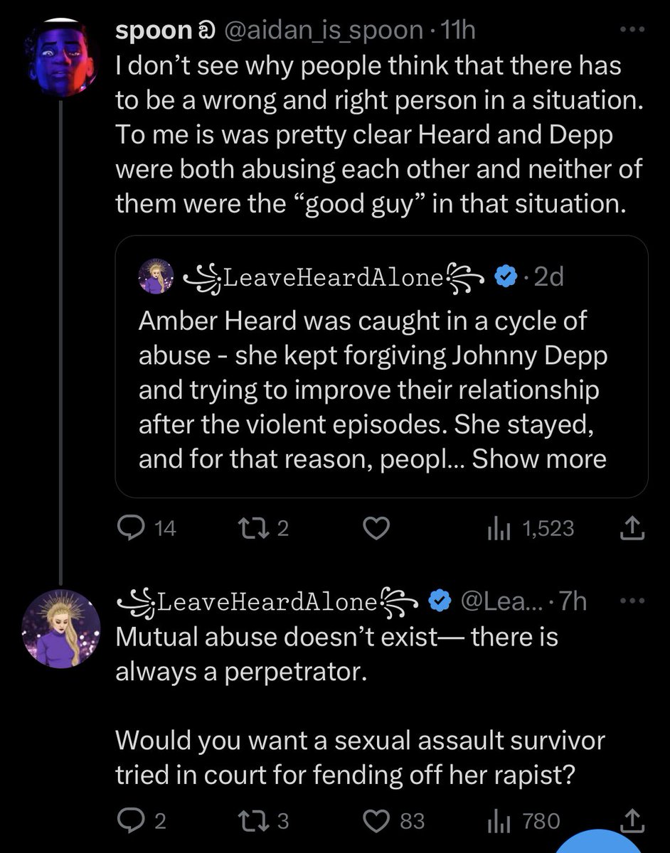 He he he LeaveHeardAlone making another twat of herself 🤣🤣🤣 yes dear we’ll call it mutual abuse because Johnny said a few bad words to his abuser…exactly the same as beating him up multiple times and cutting off his finger #AmberTurd #Delusional #JohnnyDeppIsASurvivor