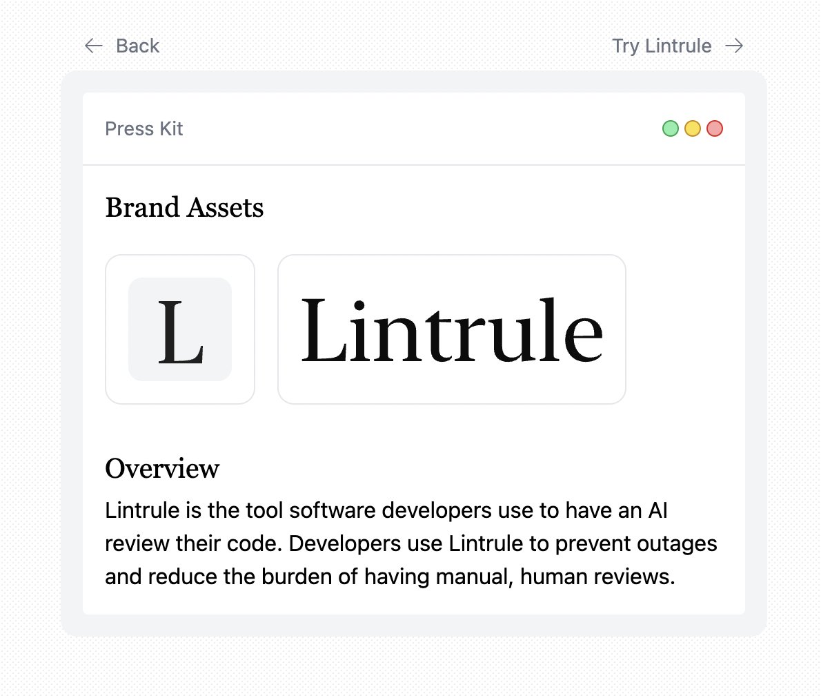 new presskit for Lintrule up, if you need a logo for your market map / slide deck, you can find it here: lintrule.com/press