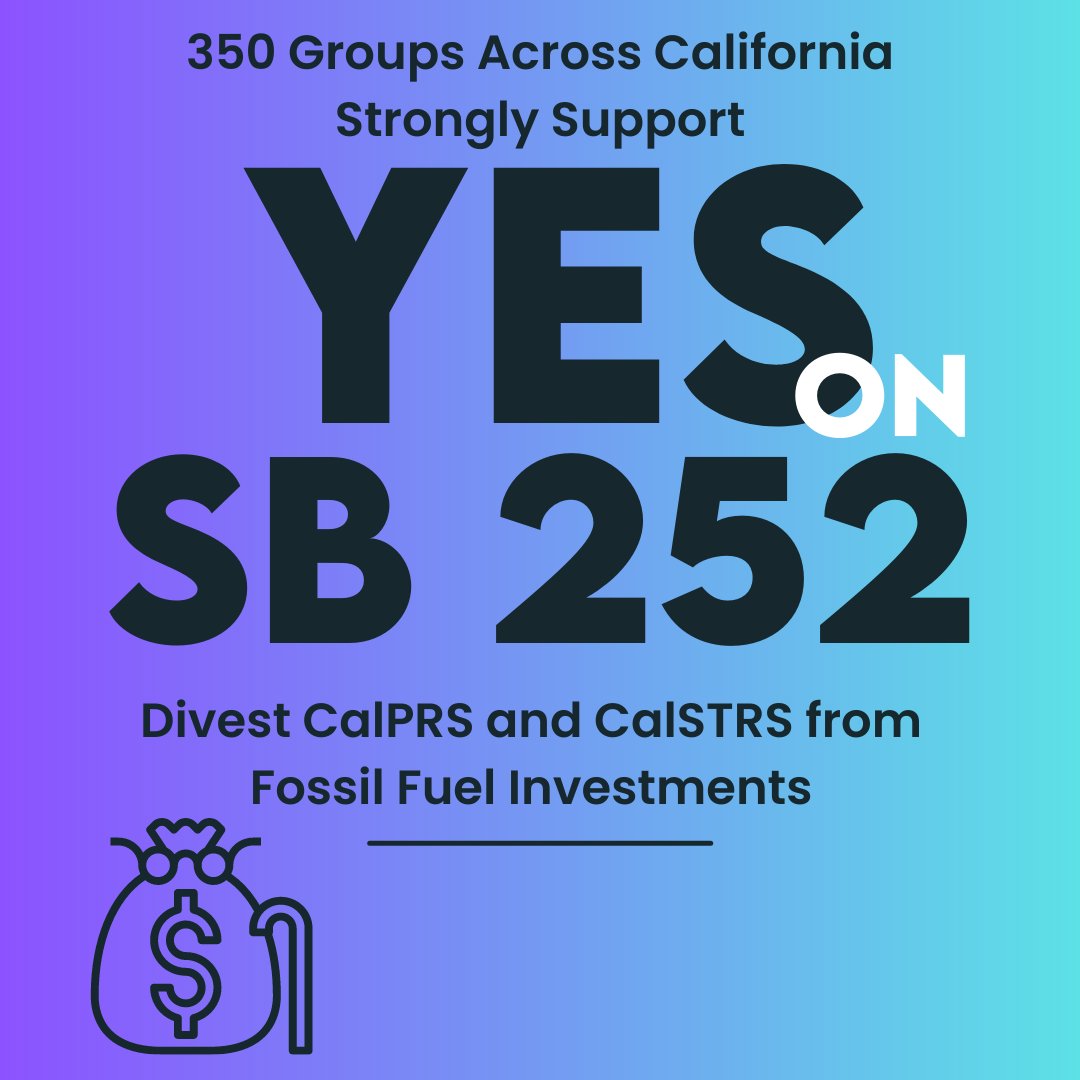 Thank you @SenGonzalez33 , @SenHenryStern and @Scott_Wiener -- 350SBLA joins 350 groups across California to support #SB252.  Read more here:  fossilfreeca.org/divestment-leg…