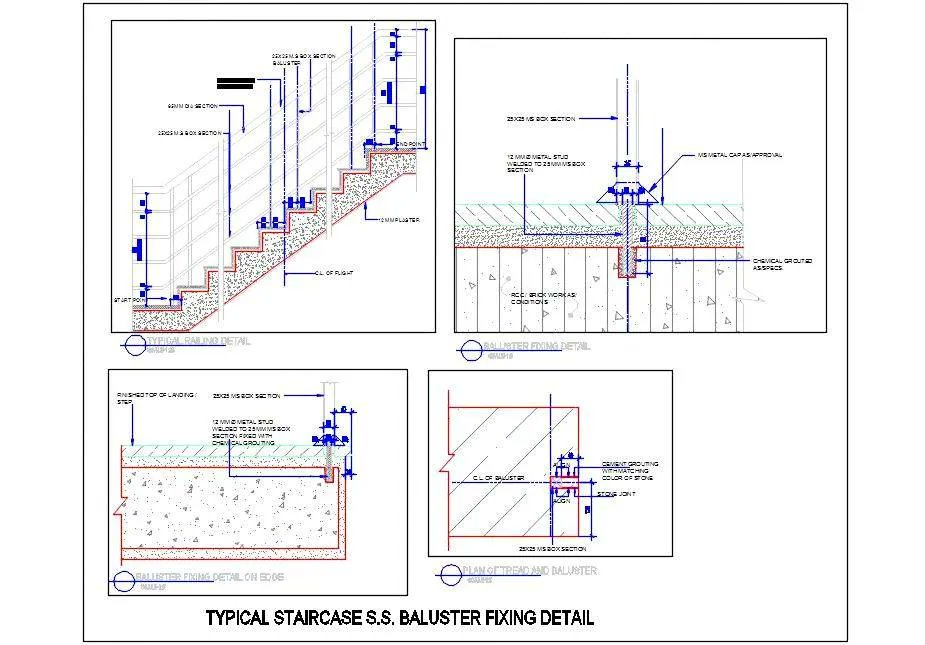#Autocad #drawing of a Typical S.S. #Railing and stone finish steps #staircase detail. The cad file is Showing complete working drawings.
#workingdrawing #cad #caddesign #caddrawing #freecaddrawing #planndesign
bit.ly/3Ji5fYh