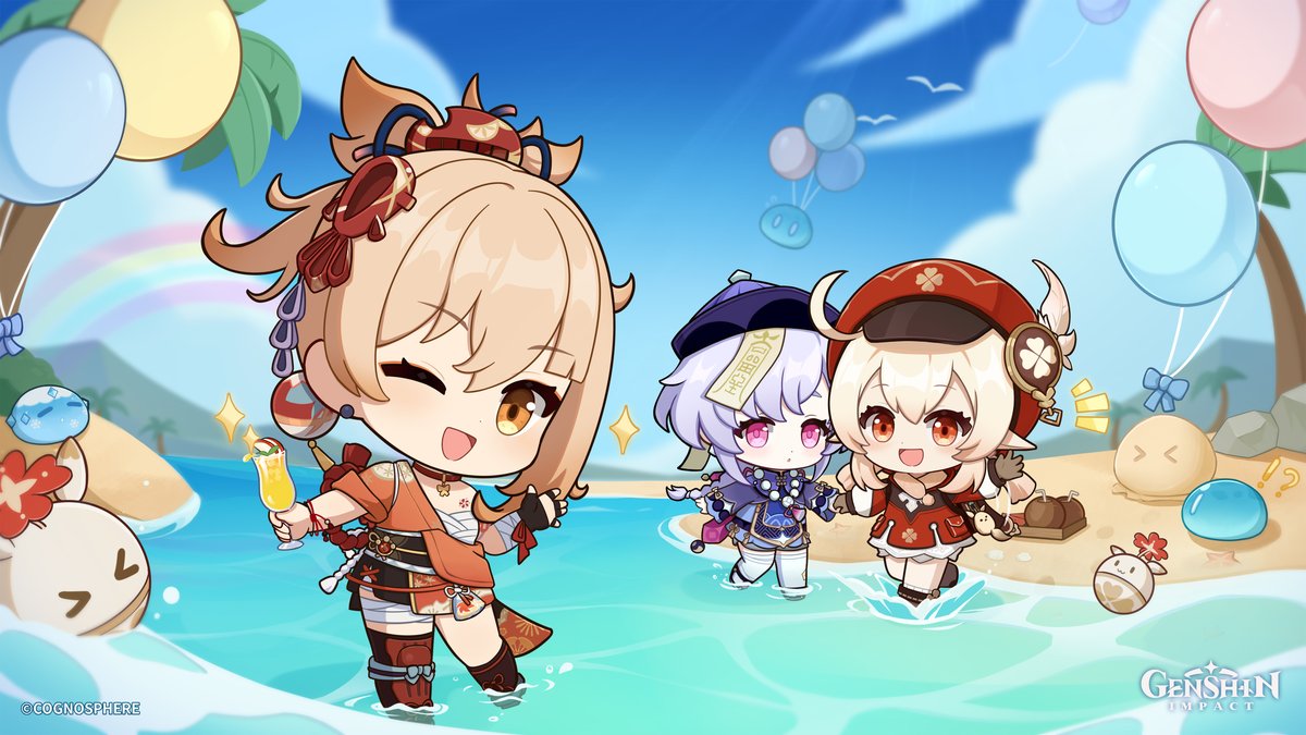 genshinimpactes's tweet photo. "¡Klee! ¡Qiqi! ¡Ya están aquí! Disfrutemos juntas del Festival de verano!".

¡Comparte este tweet para tener la oportunidad de obtener un muñeco de Guoba! (20 premiados)

#GenshinImpact #SummerWithGenshin https://t.co/khRgz3xLvb