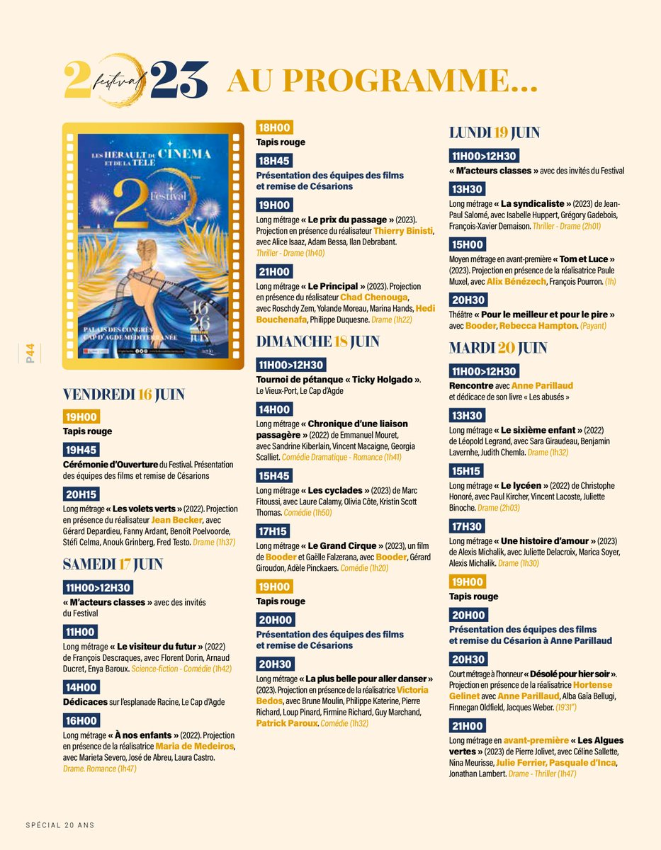 AgdeCineTele's tweet photo. Hors-Série Spécial Festival
Les Hérault du Cinéma et de la Télé fêtent leurs 20 ans
Téléchargez le hors-série : https://t.co/yuff1892Hb
#Festival #Herault #Cinema #Television #Agde #CapdAgde #CapdAgdeMediterranee https://t.co/vtcgK3TWos