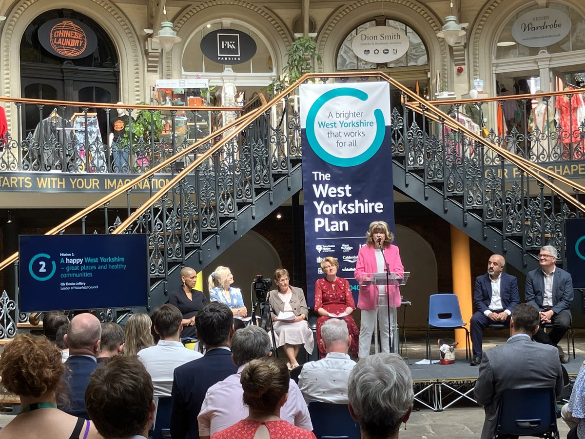Cllr Denise Jeffery, Leader of Wakefield, who leads for the Combined Authority on mission 2- a happy West Yorkshire! (Great places and healthy communities) #wkplan2040