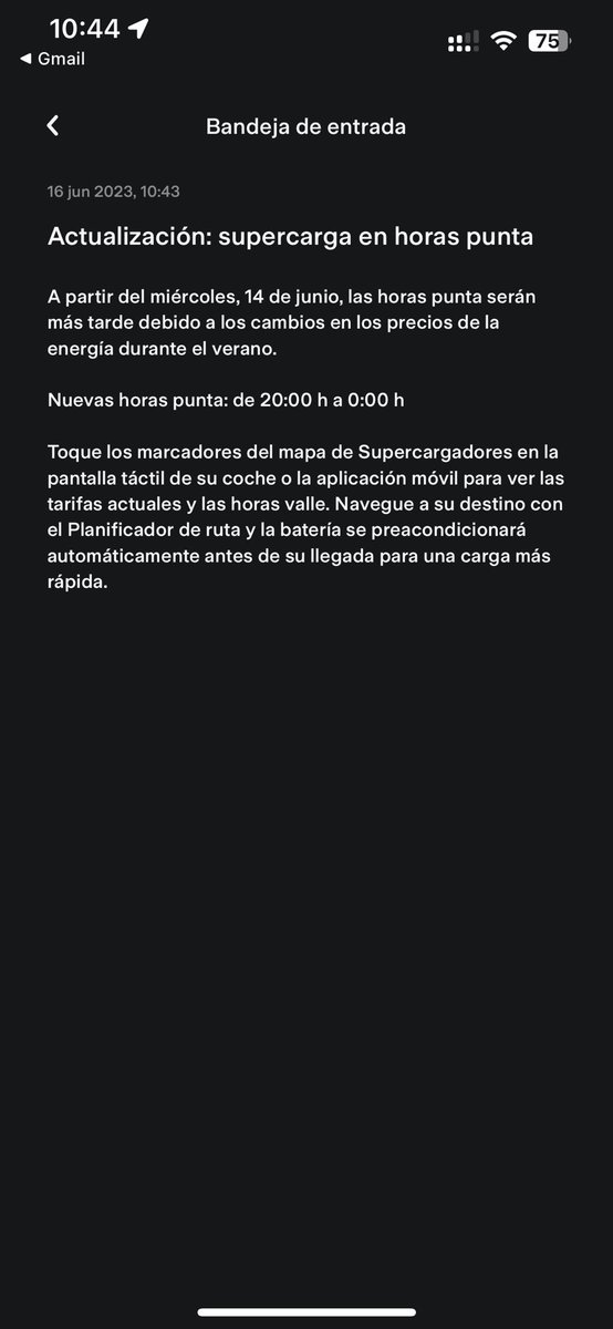 Cambio de hora en los supercharger