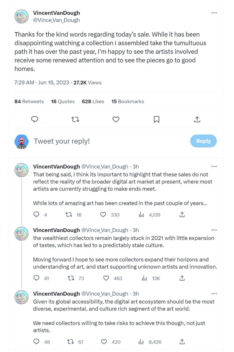 GHOZT (@ghoztnft) on Twitter photo Love you <a href="/Vince_Van_Dough/">VincentVanDough</a>. Thanks for putting it so eloquently and to the point, yet positive. This right here. Proud he has two of my pieces in his collection. Hoping other people follow his footsteps. Love you <a href="/Vince_Van_Dough/">VincentVanDough</a>. Thanks for putting it so eloquently and to the point, yet positive. This right here. Proud he has two of my pieces in his collection. Hoping other people follow his footsteps.