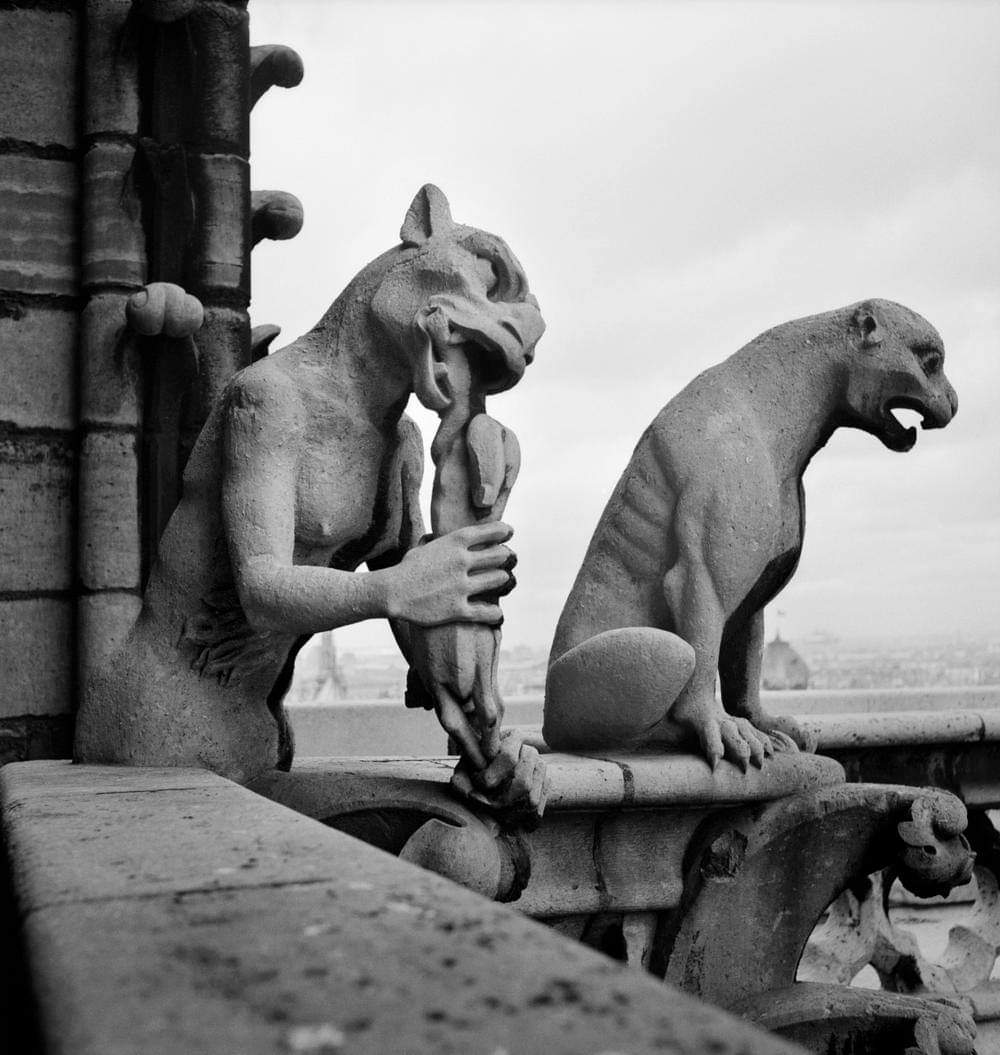 Roger Parry. 
Les chimères de Notre-Dame de Viollet-le-Duc
1950.  Paris. Bon appétit