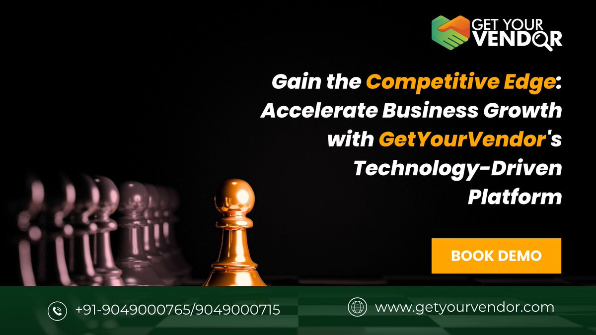 Gain a competitive edge with the GetYourVendor platform! 
Register now at lnkd.in/ddS4B4zB

or call us directly at +91-9049000765/9049000715 [1].

#vendordevelopment #vendormanagement #vendors #buyers #custommanufacturing #manufacturing #business #opportunity #growth