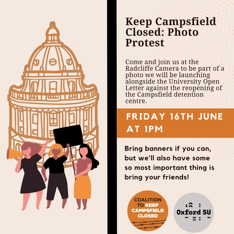 Today, Radcliffe Square, 1 pm. #KeepCampsfieldClosed We'll be there! ✊🧡