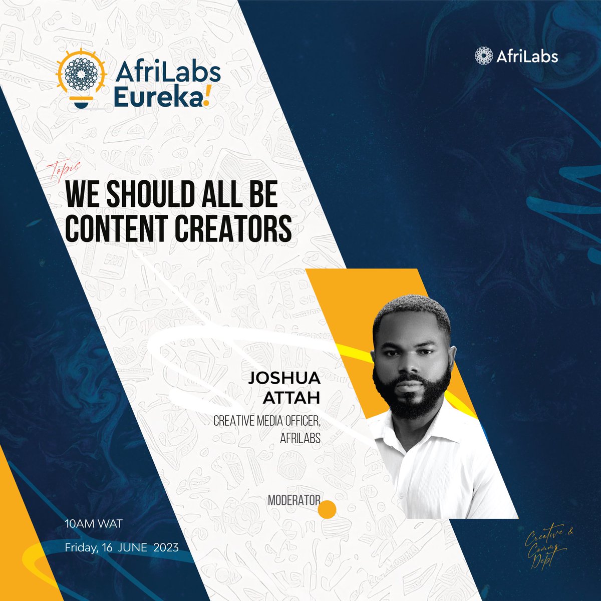 attxh_'s tweet photo. Today I'll be moderating an exciting session at AfriLabs Eureka!
Discover the art of storytelling, learn practical tips, and explore the impact of content creation in today's digital landscape.
#AfriLabsEureka #ContentCreators #DigitalStorytelling
#CommunicationforDevelopment https://t.co/cKozwWPm3l