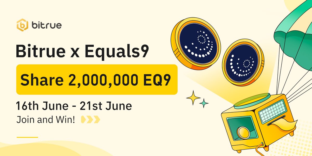 🔥 We are collaborating with @TokenEQ9 to reward our community!  

🎉 MASSIVE 2,000,000 $EQ9 Airdrop!

To join
✅ Follow @BitrueOfficial @TokenEQ9
✅ Like, RT, Tag 3 friends
✅ Fill in bit.ly/465aswr 

⌛️Ends in 5 days