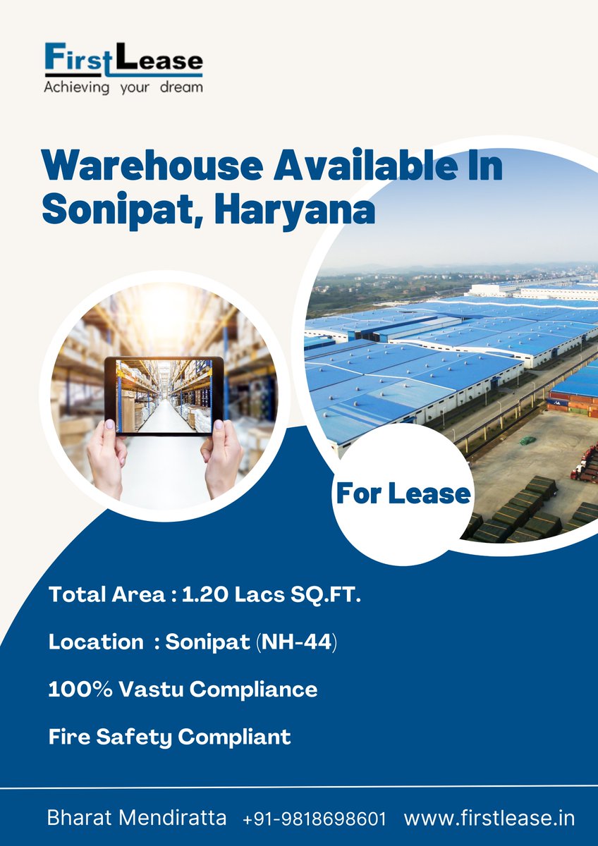 FirstLease's tweet photo. https://t.co/cAGOoi51yH
Elevate Your Business Operations!
Compliant Warehouse Awaits You in Sonipat, Haryana, Hurry Up!

Contact our leasing team today at+91-9773880555
#fl #firstlease #commercialleasing #commercialrealestate #warehousespace #warehouseavailable #availableforlease https://t.co/PYtVqpLMn9