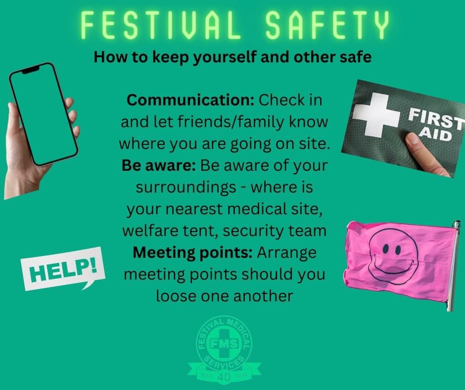 FestivalMedic's tweet image. FMS FESTIVAL SAFETY 

Keeping safe: Festivals are so much fun, but there is a large number of people in attendance and it can be disconcerting. 

Think - where is your steward located, your nearest medical site, your welfare tent.

#FMS #Festivalsafety #Keepingsafe