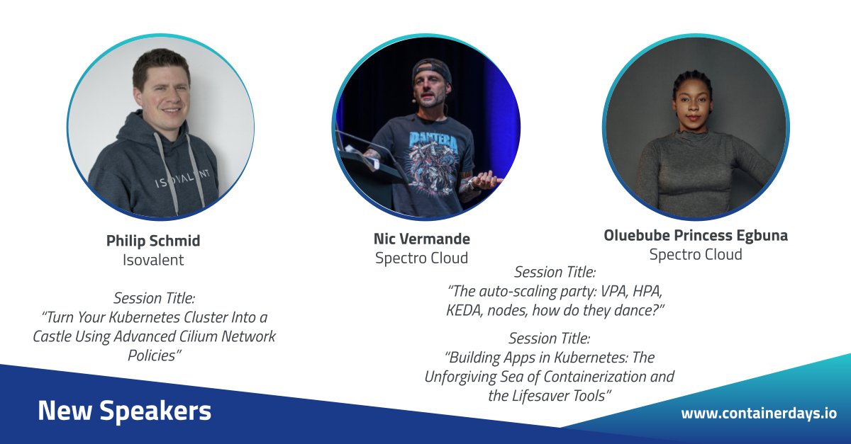 🎉NEW SPEAKERS ANNOUNCEMENT🎉 Philip Schmid from @isovalent, @nvermande and Oluebube Princess Egbuna from @spectrocloudinc are joining us as speakers for @ConDaysEU 2023!

🎟️ Register here: bit.ly/43eURZm

#CDS23 #Kubernetes #k8s #opensource #DevOps #GoingtoCDS23