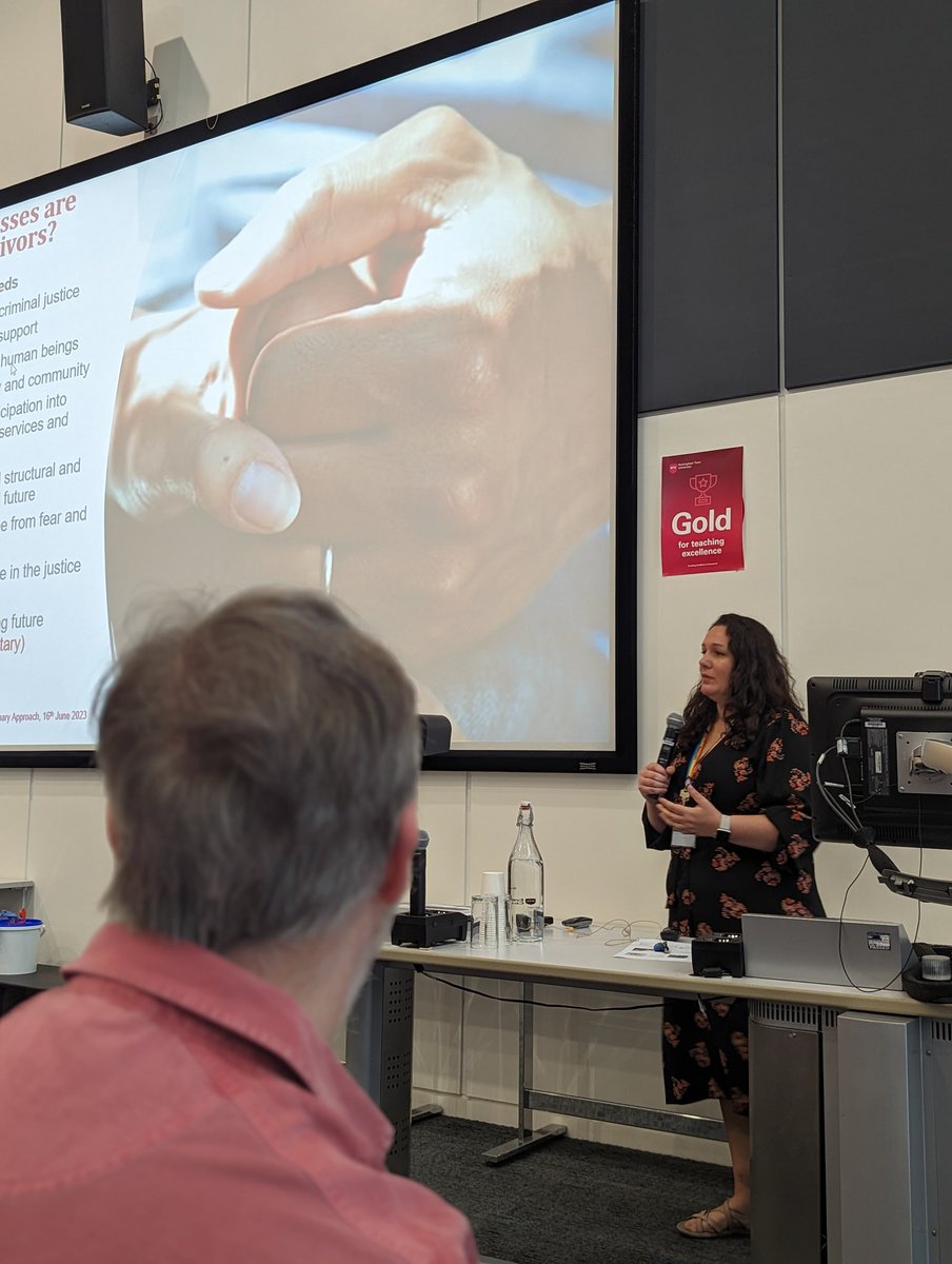 Very happy to be listening to @Blerina_Kellezi discussing her work at the Trauma and Justice conference conference @PsychologyNTU @BPSOfficial @BPSCrisisTrauma @ntu_research