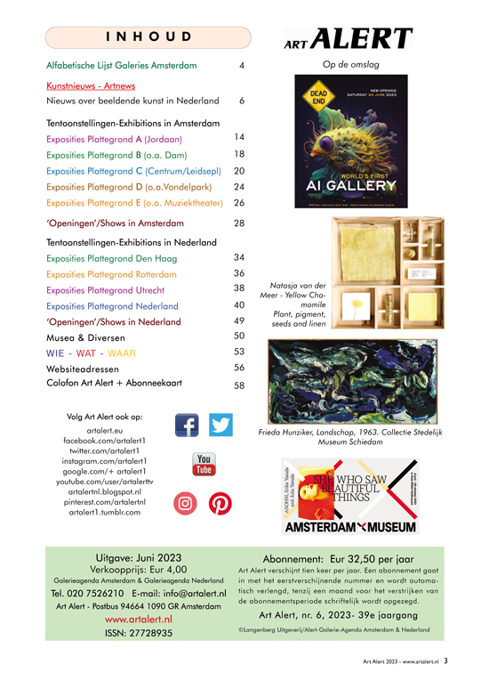 artalert1's tweet photo. Art ALERT 📅💻 https://t.co/O9YJTm7xsZ
KUNST AGENDA GALERIES MUSEA
met plattegronden
juni 2023 
- AI Gallery https://t.co/rEHJ53VlmQ
- Een vlucht naar… https://t.co/39tWZ1BoCs
Opening https://t.co/urtTNIUVzI
ArtShop https://t.co/XsjdpiyEWW
Musea Diversen https://t.co/9dvG99s7qI https://t.co/7aUOU6Xx39