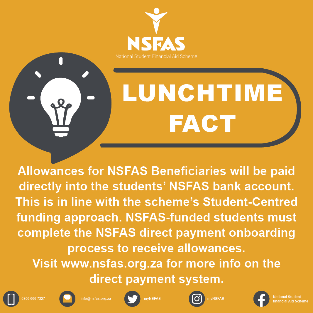 NSFAS on Twitter "Lunchtime fact of the day 💡We know everyone will be