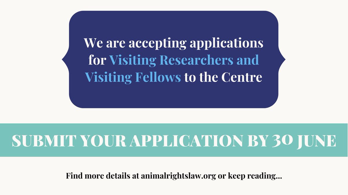 CCARL_charity's tweet photo. Interested in becoming one of our Visiting Researchers or Visiting Fellows? 📄
Apply and find out more at https://t.co/NuelQ3ZhSy 🐾
Applications are due by 30th June 2023 🗓️
#VisitingResearchers #VisitingFellows #Research #AnimalLaw #AnimalRightsLaw #CambridgeUniversity https://t.co/TdW17fPjBD