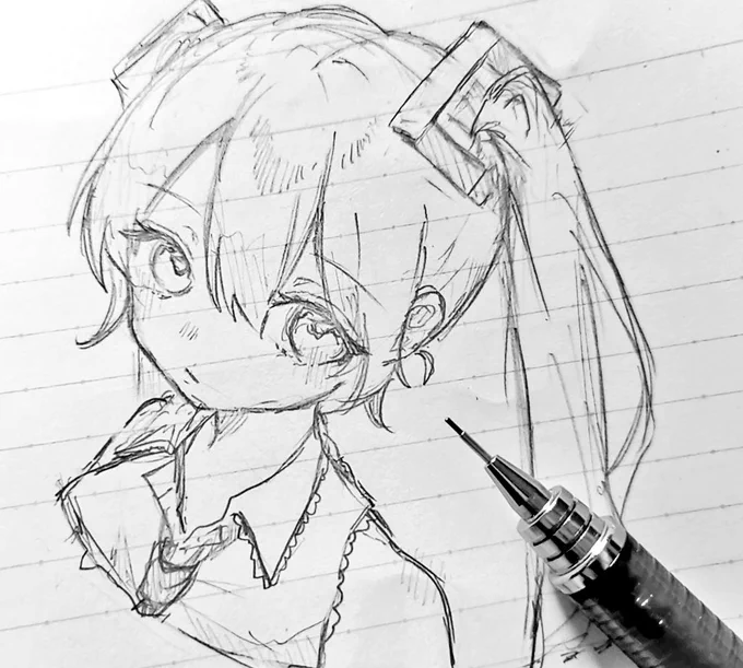 授業中の落書きミクさん    #初音ミク
