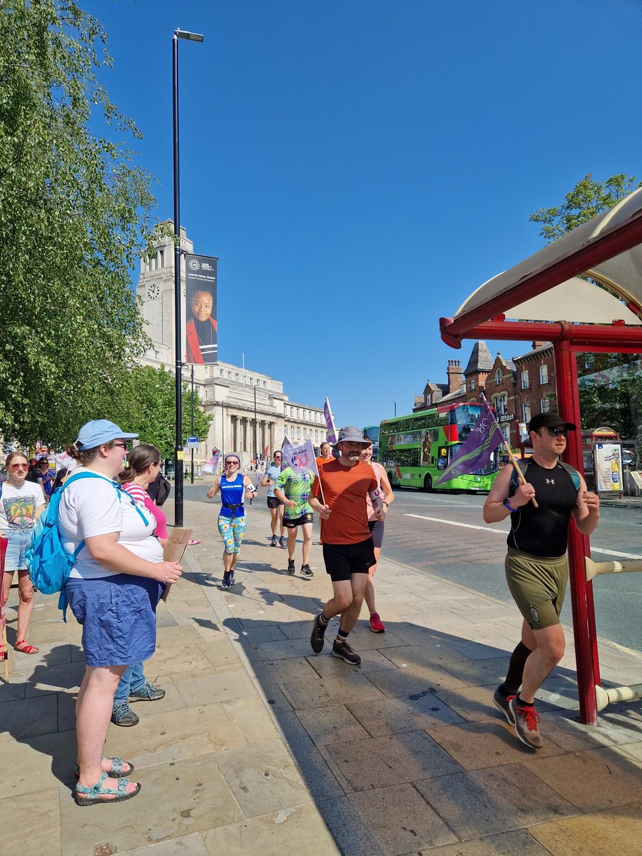 heliotropia's tweet photo. #runningpicket going strong in the glorious sunshine β @leedsucu @UoLUnison https://t.co/7n38sJ70Yf
