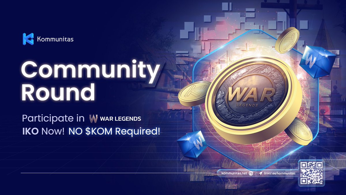 Kommunitas Official (@kommunitasnet) on Twitter photo Dear, $KOMmunity
🟢 The Community Round for <a href="/warlegendsco/">War Legends</a> is still open! Don't miss this final chance to buy more $WAR tokens before listing!
🔓 Anyone (even if you don't own $KOM tokens) can participate!
👉 Kommunitas War Legends Page:
launchpad.kommunitas.net/pool/WAR/Publi… Dear, $KOMmunity
🟢 The Community Round for <a href="/warlegendsco/">War Legends</a> is still open! Don't miss this final chance to buy more $WAR tokens before listing!
🔓 Anyone (even if you don't own $KOM tokens) can participate!
👉 Kommunitas War Legends Page:
launchpad.kommunitas.net/pool/WAR/Publi…