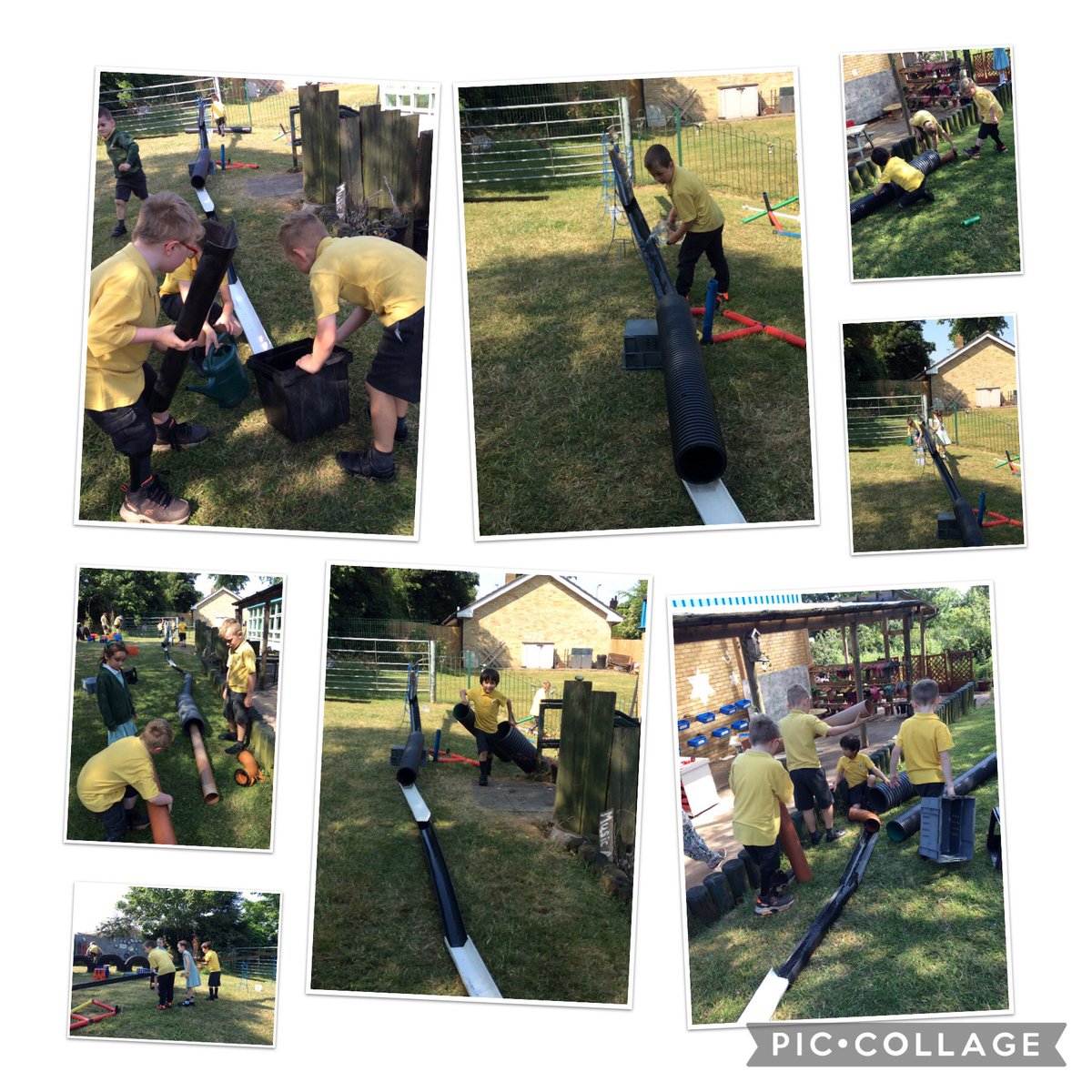 StMarysRCSch's tweet photo. Dosbarth Gwdihw and Dosbarth Llew working together to problem solve and use thinking skills 💡 . #teamwork #stmarysfamily #waterrun #outsidelearning https://t.co/dzTkP8kLBy