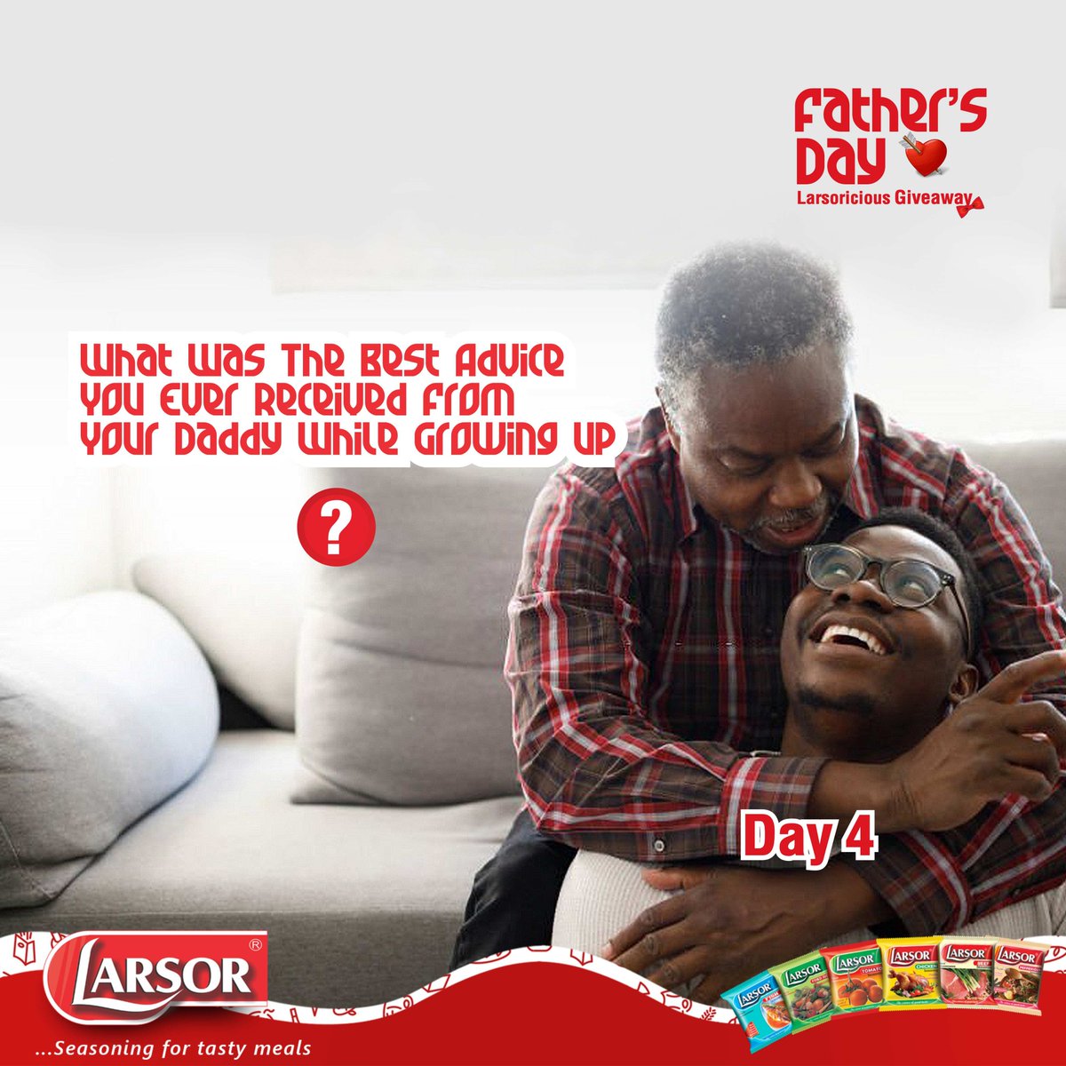 LarsorSeasoning's tweet photo. It's Day 4 of #FathersDayWithLarsor🌟
You MUST be following @larsorseasonings on Facebook, Twitter and Instagram
Drop your response >Tag 5 friends and Repost
Swipe for T&amp;C
A bag full of our Spices, Seasonings, Grains, Dehydrated Vegetables and Beverages worth N20,000 to be won. https://t.co/dlrvV2jvmu