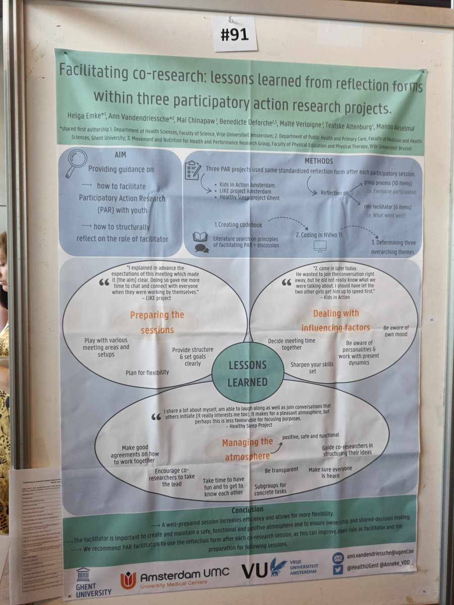 Come join me at the poster session @ISBNPA for some lessons learned on facilitating participatory action research from three projects! #cocreation