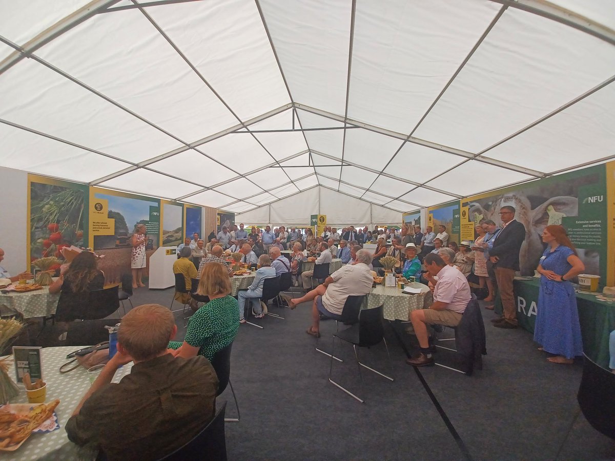 The tent at @3countiesshows is packed out to listen to an update from @Minette_Batters and put their questions to the @NFUtweets president. There's a lot to cover!