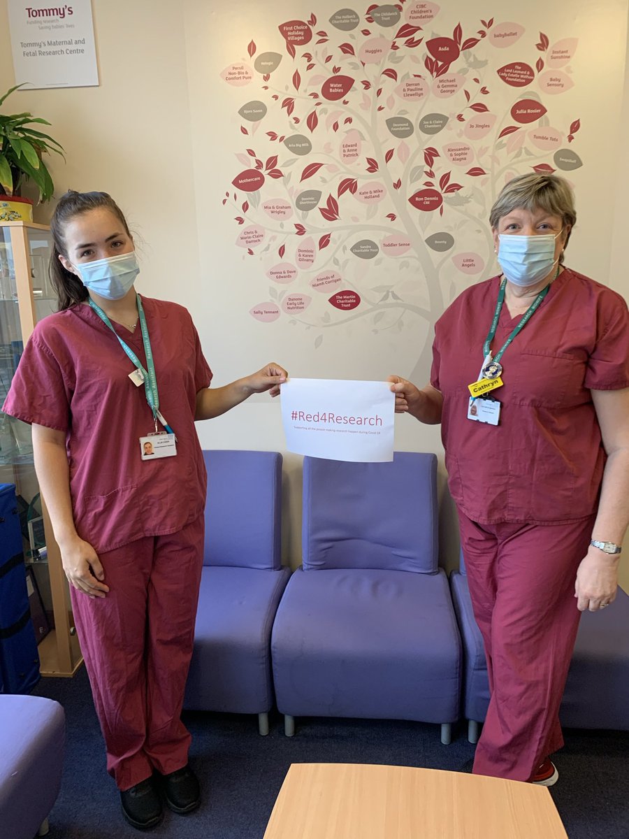 Today is wear #Red4Research and thankfully it’s almost the colour of our scrubs! Bringing together those participating, supporting and undertaking research @GSTTnhs @tommys @BorneCharity @GSTT_NMResearch @rachel_tribe @gardenermidwife @JennyCarter_33 @BraceLeanna