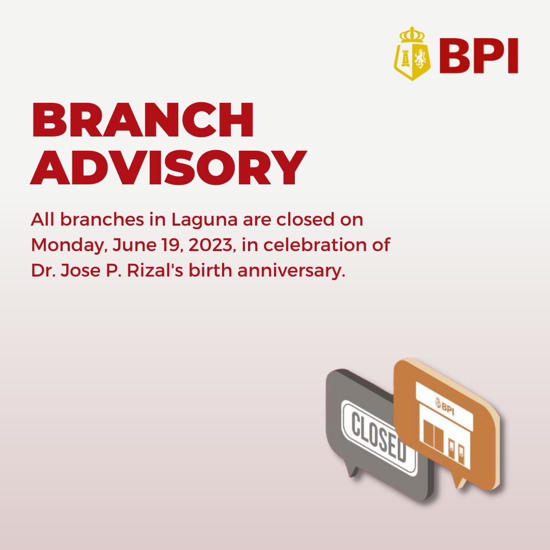 Republic Act No. 11144 declared June 19, 2023 (Monday) a special non-working holiday in the province of Laguna.