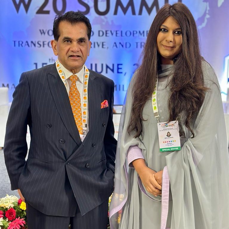 PriyaAH_Vedanta's tweet photo. Transform, Thrive & Transcend - these three words formed the ethos of the power packed two-day #W20 Summit. W20 is the official track of #G20 focused on gender equity, aptly held at Mahabalipuram - the land of erudite queens who fought, sacrificed and ruled over Mahabalipuram with grit, grace & determination!

As always, it was inspiring to hear Smt. @smritiirani, speak about the strength of @w20org in bringing together powerful women to identify policy gaps and collaborate for a more gender equal world.

Sherpa G20, @amitabhk87, also highlighted how India has transformed the global narrative from #womenempowerment to women-led development. We are leading the charge globally, and under India's G20 Presidency we are committed to ensuring 100% access to women within the next decade!

@g20org