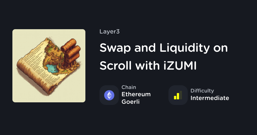 layer3xyz's tweet photo. Our newest Quest on @Scroll_ZKP is live 🔥

Learn how to Swap and LP on @izumi_Finance!

https://t.co/iLtwjc0afa https://t.co/veWS2qljag