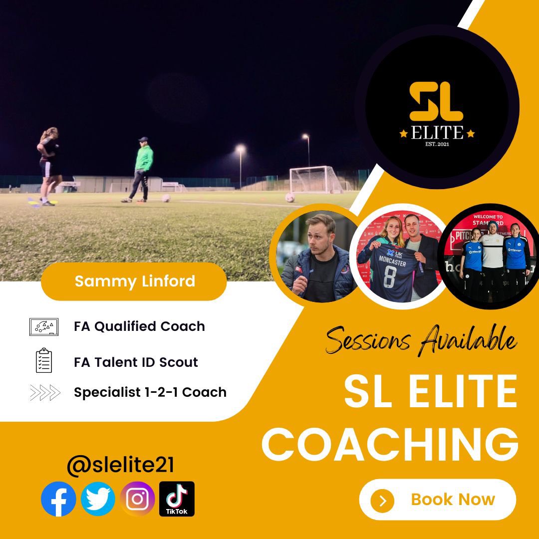 ⚡️ | 𝐒𝐞𝐬𝐬𝐢𝐨𝐧𝐬 𝐀𝐯𝐚𝐢𝐥𝐚𝐛𝐥𝐞 | ⚡️

📌 1-2-1 Sessions: £25.00ph
📌 Group Sessions: £20.00ppph

⚽️ Position Specific Sessions
🏟️ 3G & Grass Sessions 

 📲 | 𝐁𝐎𝐎𝐊 𝐍𝐎𝐖 | 📲

#SLElite #Coaching #Football #Training #121Coaching #Development #Believe #Achieve #BookNow